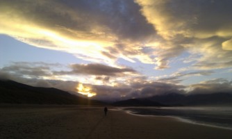 Planning for the future. Sunset over the beach at Brandon Bay Kerry