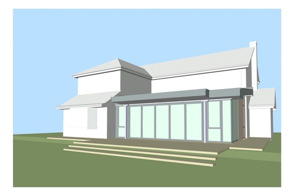 Computer image of the extension in Prestbury by Macclesfield architect Mark Burgess